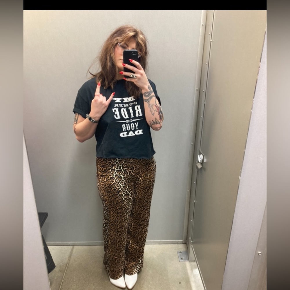 Silk leopard print pants
